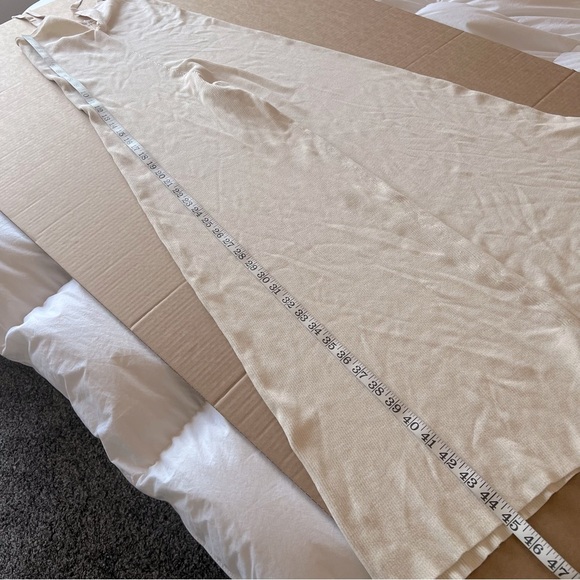 LIVE THE PROCESS Leda twist-front ribbed-knit jumpsuit, cream, wide leg - Picture 9 of 12